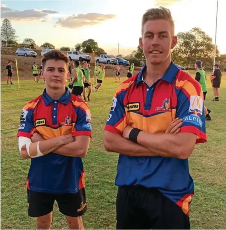  ?? Photo: Contribute­d ?? CONTINUING ON: Western Mustangs five-eighth Jordan Lipp (right, pictured with Brandon Clarke), follows in the footsteps of brother Hayden as a captain of the club.