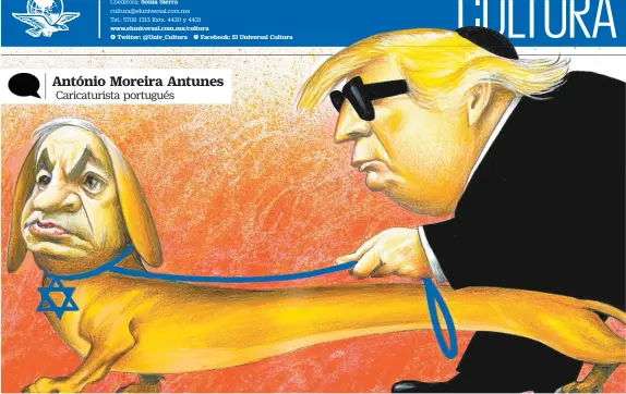  ??  ?? El cartón fue publicado en el seminario portugués Expresso, el 19 de abril; The New York Times lo publicó el 25 de abril en su sección de Opinión, de donde lo retiró por presiones.