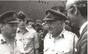  ??  ?? ABOVE: Bramall seeing off the task force before it set off for the Falklands – as Chief of the General Staff