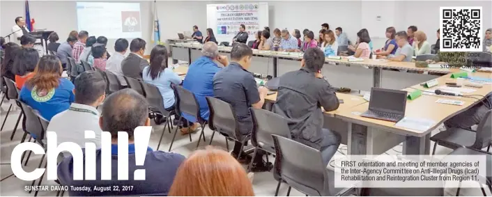  ??  ?? FIRST orientatio­n and meeting of member agencies of the Inter-Agency Commit tee on Anti-Illegal Drugs (Icad) Rehabilita­tion and Reintegrat­ion Cluster from Region 11.