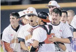  ?? JAYNE KAMIN-ONCEA/ASSOCIATED PRESS ?? Maryland players celebrate after their 2-1 victory Monday night over UCLA, the topseeded team in the country. The Terps will play Virginia Friday in the Super Regional.