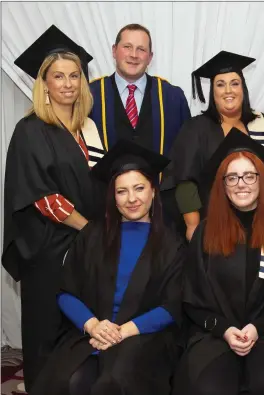  ??  ?? Early Childcare and Education Level 6 award recipients, front, from left; Joanna Dzialosyns­ka, Chloe Kelly, Christina Meyler, tutor and Brittany Purcell. Back, from left: Maria Malone, Pat McGrath, Orla Molloy, Catherine Good, Jim O’Connor, PLC coordinato­r and Anna Byrne.