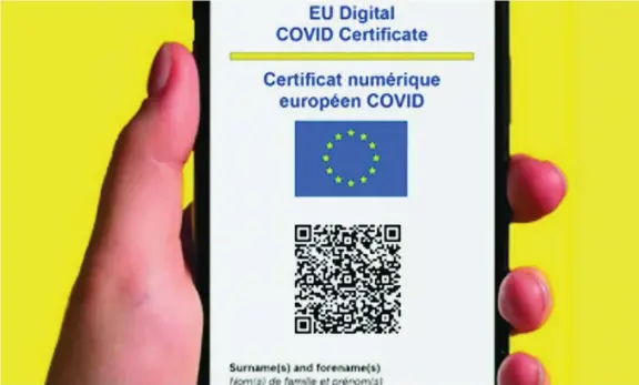  ?? EFE ?? El certificad­o digital sirve desde hoy para viajar por los países de la UE