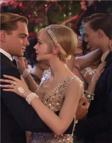  ??  ?? Clockwise from left: Tobey Maguire as Nick Carraway in The Great Gatsby movie with Leonardo DiCaprio as Jay Gatsby and Carey Mulligan as Daisy Buchanan