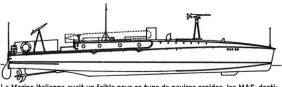  ??  ?? La Marine italienne avait un faible pour ce type de navires rapides, les MAS, destinés à la lutte anti sous-marine. Ils étaient équipés de torpilles et de mitrailleu­ses.