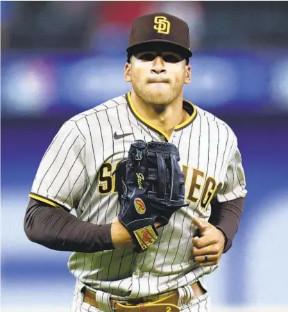  ?? RICHARD W. RODRIGUEZ AP ?? Padres’ Trent Grisham is hobbled by a tight quad and was not in the starting lineup Monday against his former team.