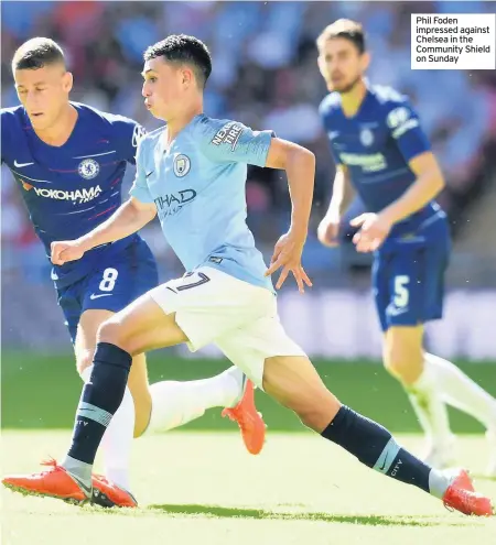  ??  ?? Phil Foden impressed against Chelsea in the Community Shield on Sunday