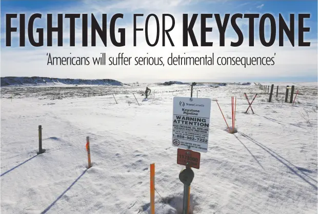  ?? TODD KOROL / REUTERS ?? the route of the Keystone XL crude oil pipeline lies idle through a farmer’s field near oyen, Alta.
Joe biden signed an executive order revoking cross-border permits for the Us$14.4-billion Keystone XL pipeline on his first day in office.