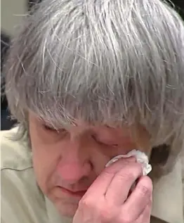  ??  ?? Crimes: David Turpin also crying as he faces sentencing