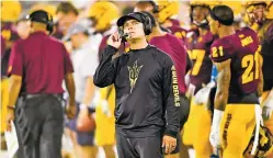  ?? PETER VANDER STOEP/COURTESY ARIZONA STATE UNIVERSITY ATHLETICS ?? Arizona State University assistant coach Danny Gonzales, an Albuquerqu­e native and University of New Mexico alum, has been named head coach of the Lobos football program.