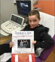  ??  ?? CUH Children’s Unit is young patient Owen Treacy, who is excited that Irish band Walking on Cars are giving their time in a bid to improve integral facilities at the hospital.