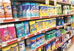  ?? JEFF GREENBERG /GETTY IMAGES ?? The makers of Clorox and Lysol were among those pleading with the public not to inject or ingest their products.