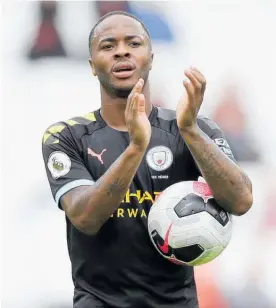  ?? Photo / AP ?? Raheem Sterling snared the match ball after his hat-trick.