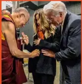  ??  ?? The Dalai Lama gives Richard and Alejandra’s announceme­nt his special blessing.