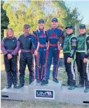  ?? Photo / Supplied ?? Whanganui’s Rob and Ange Coley (right) were second in the Superboat division at the third round at Crownthorp­e on Sunday, behind Hamilton’s Glen Head and Hayley Todd (centre), while Tauranga’s Aaron Hansen and navigator Julie Anne Shanks were third.