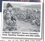  ??  ?? UTMOST RESPECT: Darwin Cemetery. Inset, Geoffrey Cardozo and after battle