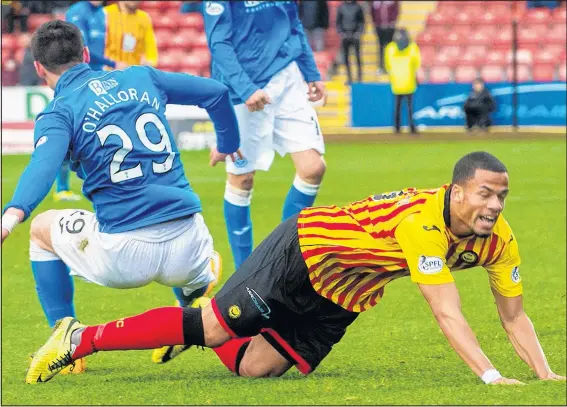  ??  ?? Down but not out ... Nathan Eccleston is hoping he can battle his way to a permanent place in the Partick Thistle line-up