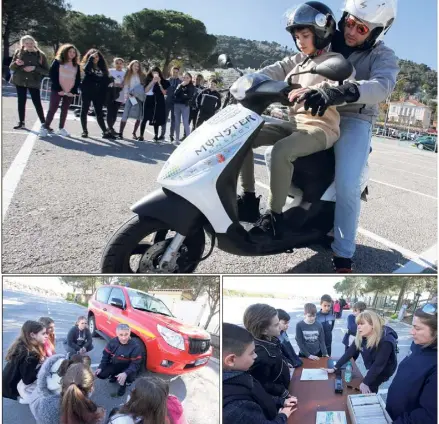  ?? (Photos Cyril Dodergny) ?? Alors qu’ils doivent passer sous peu les épreuves de l’Attestatio­n scolaire de sécurité routière de niveau , les élèves de e du collège André-Maurois ont été sensibilis­és aux risques de la conduite. Avant même d’en avoir le droit.