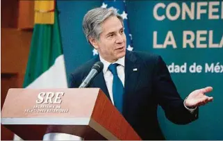  ?? ?? MÉXICO. El secretario de Estado Antony Blinken de visita oficial ayer en la capital azteca.