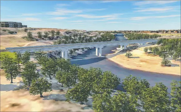 ?? PHOTO: GHD SOUTH BRIDGE STRATEGIC CONCEPT REPORT – REVISION 2 ?? One option for a South Bridge includes a crossing through the Sandy Beach recreation­al area.