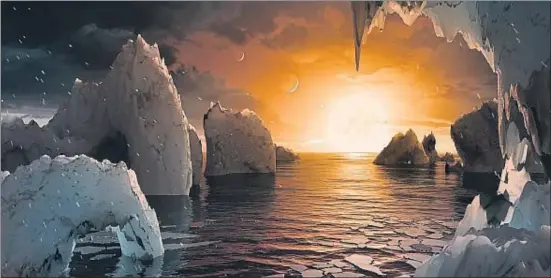  ?? NASA / REUTERS ?? Il·lustració facilitada per la NASA de com podria ser la superfície del planeta f, el principal candidat a tenir vida