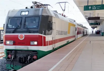  ?? ?? A train passes a station on the Addis Ababa-Djibouti Railway in Djibouti on 22 September 2022