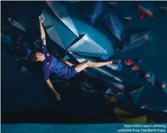  ?? ?? Team USA's sport climbing uniforms from The North Face.