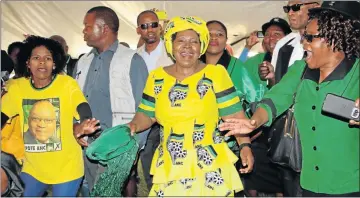  ?? Picture: ZINGISA MVUMVU ?? LEADERSHIP QUEST: Nkosazana Dlamini-Zuma dances with members of the ANC Women’s League at Qgubuzeni village in Elliotdale this week