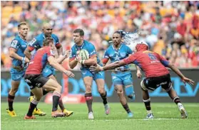  ?? Picture: ANTON GEYSER/GALLO IMAGES ?? GIVING IT HORNS: Bulls flyhalf Morne Steyn in action during a match against the Lions in Soweto. He kicked the winning penalty against Edinburgh in the URC at Loftus on Saturday