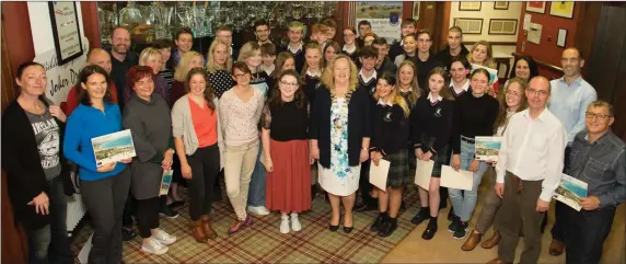  ??  ?? Students and teachers of Coláiste Chill Mhantáin, with their internatio­nal guests, are pictured with Cathaoirle­ach of Wicklow County Council, Irene Winters, at a farewell celebratio­n of the Erasmus+ EU’R’Aquatic Project in Wicklow Golf Club.