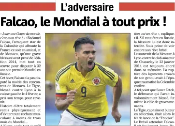  ?? Falcao, tout près de voir son rêve de Mondial enfin se concrétise­r. (Photo AFP) ??