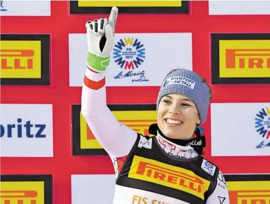  ?? BILD: SN/APA/AFP/DILKOFF ?? Hat heuer in St. Moritz groß aufgezeigt: die Super-G-Weltmeiste­rin Nici Schmidhofe­r.