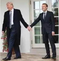  ??  ?? Donald Trump og Emmanuel Macron snakket mest om Iran i Det hvite hus.