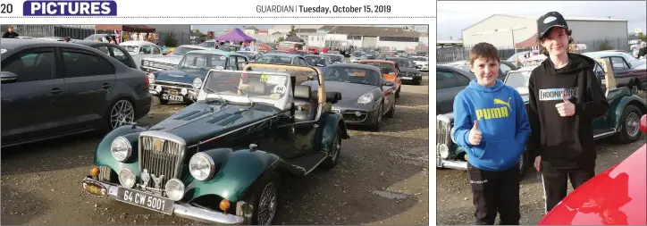  ??  ?? Some of the cars lining up at the Gerard Murphy Memorial Vintage & Classic Car Show. Billy Hartigan and Luke Butler.