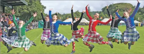  ?? Picture: Kevin McGlynn ?? Highland dancers jump for joy after competing.