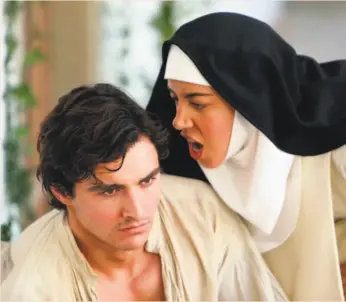  ?? Bow and Arrow Entertainm­ent ?? Dave Franco, Alison Brie’s husband, and Aubrey Plaza in “The Little Hours.”