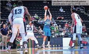  ?? FOTO: FIBA ?? Luka Dončić je tokrat izkoristil polovico od osmih metov iz igre (za tri 1:5).