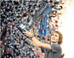  ??  ?? Sign of things to come: Alexander Zverev confirmed his credential­s as a future grandslam winner by lifting the trophy in London