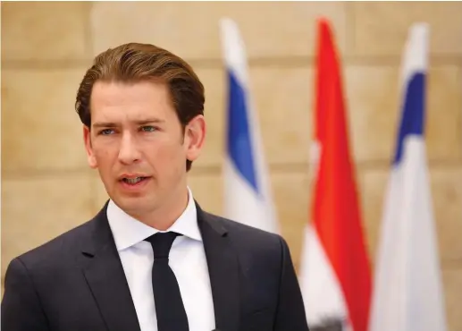  ?? (Abir Sultan/Reuters) ?? AUSTRIAN CHANCELLOR Sebastian Kurz visits Yad Vashem in Jerusalem on Sunday.