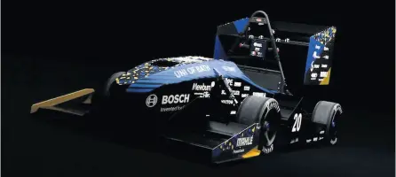  ??  ?? The Team Bath Racing Electric car entered into the Formula Student UK competitio­n