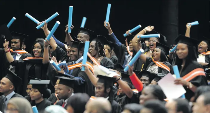  ?? Photo: Brenton Geach/gallo Images ?? Students celebrate during the Cape Peninsula University of Technology graduation ceremony in Bellville in 2017.