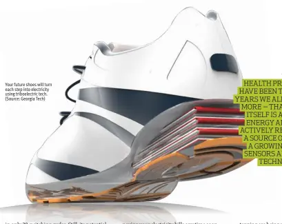  ??  ?? Your future shoes will turn each step into electricit­y using triboelect­ric tech. (Source: Georgia Tech)