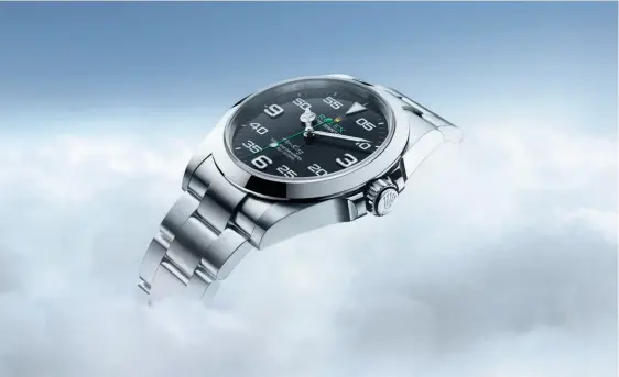  ?? ?? Rolex Oyster Perpetual Air-King in Oysterstee­l, 40 mm case, black dial, and an Oyster bracelet