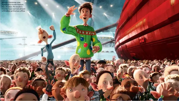  ??  ?? Arthur Christmas was Aardman’s fourth feature film. In total, the studio’s movies have earned almost a $1 billion at the box office.