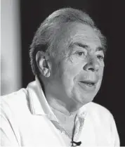  ?? DAMIAN DOVARGANES/AP 2018 ?? “We simply have to get our arts sector back open and running,” says famed composer Andrew Lloyd Webber.