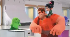  ?? WALT DISNEY STUDIOS MOTION PICTURES HANDOUT IMAGE ?? In Ralph Breaks the Internet video-game bad guy Ralph (voiced by John C. Reilly, centre) and fellow misfit Vanellope von Schweetz (Sarah Silverman, right) venture into the expansive world of the internet, where they meet eBay Elayne (Rebecca Wisocky, left).