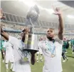  ?? | Backpagepi­x ?? ANELE Ngcongca and Sibusiso Vilakazi of Mamelodi Sundowns celebrate their victory at last year’s Telkom Knockout.