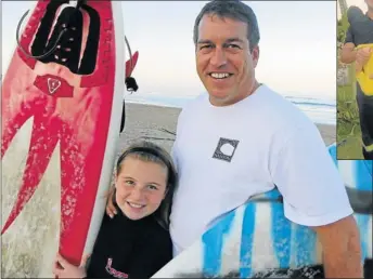  ?? PHOTOGRAPH: BARBARA HOLLANDS ?? STRONG BOND (left): Single dad Dean Meyers loves to take his daughter Skye, 8, surfing at Nahoon Beach