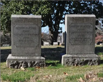  ?? (Special to the Democrat-Gazette/Sonny Rhodes) ?? Calvin Bliss is buried next to his brother James in Oakland & Fraternal Historic Cemetery Park. They died less than a year apart.