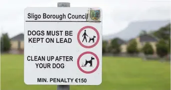  ?? Pic: ?? Dog-owners are ignoring signs such as this one in Sligo public spaces. Donal Hackett